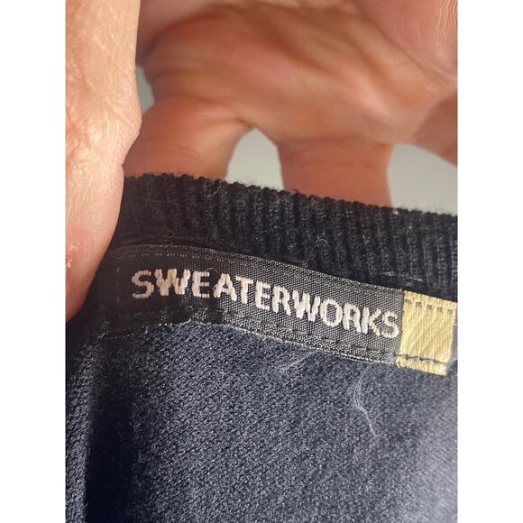 Vintage Glam Black Sequin Embellished Cardigan Sweater Sweaterworks  ~ Sz M/ L - Picture 5 of 7